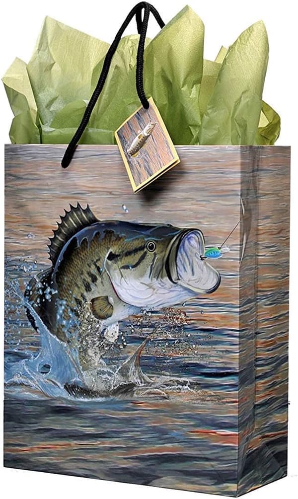 Gone Fishin' Medium Gift Bag - 10x12x4.25 Inches