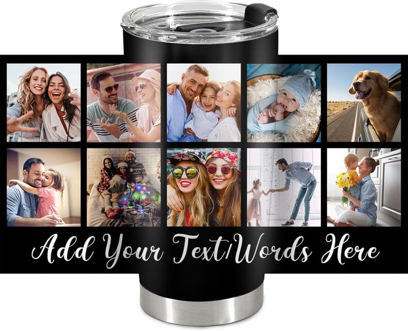 Custom Photo Travel Mug - Personalized Insulated Tumbler