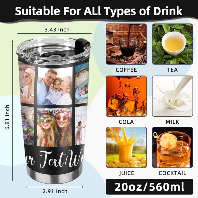 Custom Photo Travel Mug - Personalized Insulated Tumbler