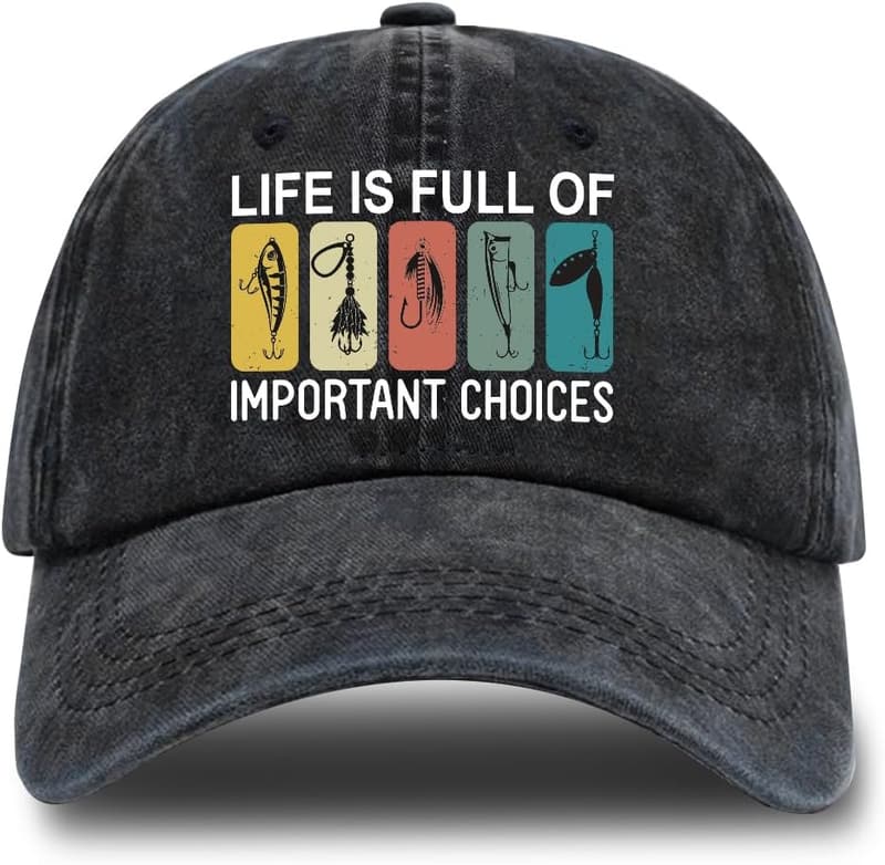 Fishing Adjustable Cotton Baseball Cap - Funny Gift for Dads
