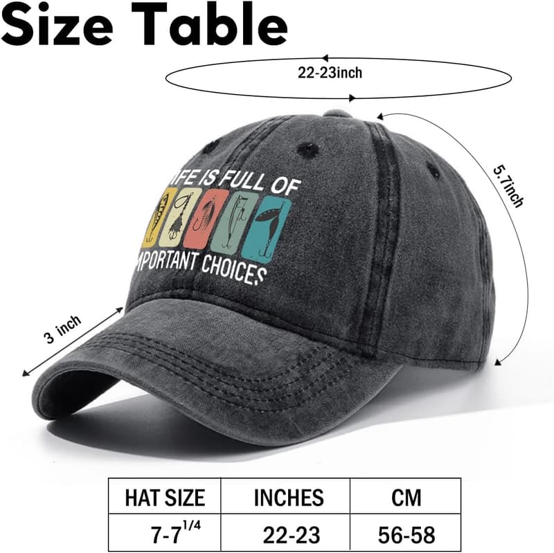 Fishing Adjustable Cotton Baseball Cap - Funny Gift for Dads
