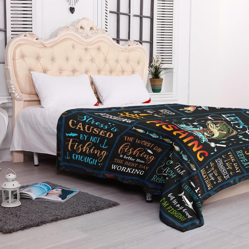 Funny Fishing Blanket Gift for Men - 60” x 50”
