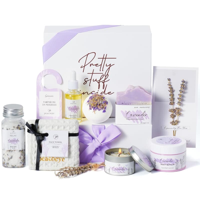 Lavender Spa Gift Basket for Women - Self-Care & Relaxation