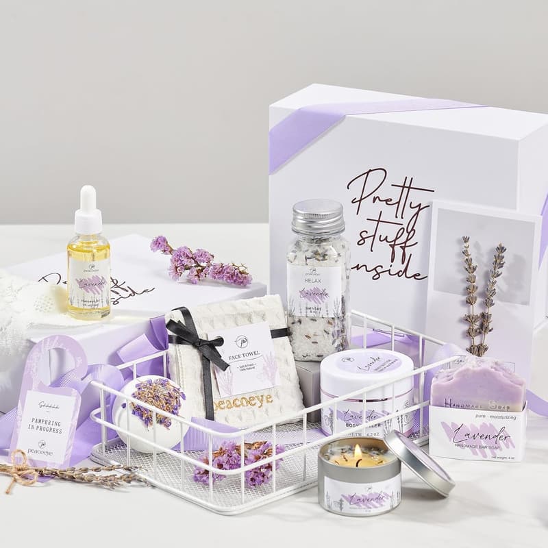Lavender Spa Gift Basket for Women - Self-Care & Relaxation