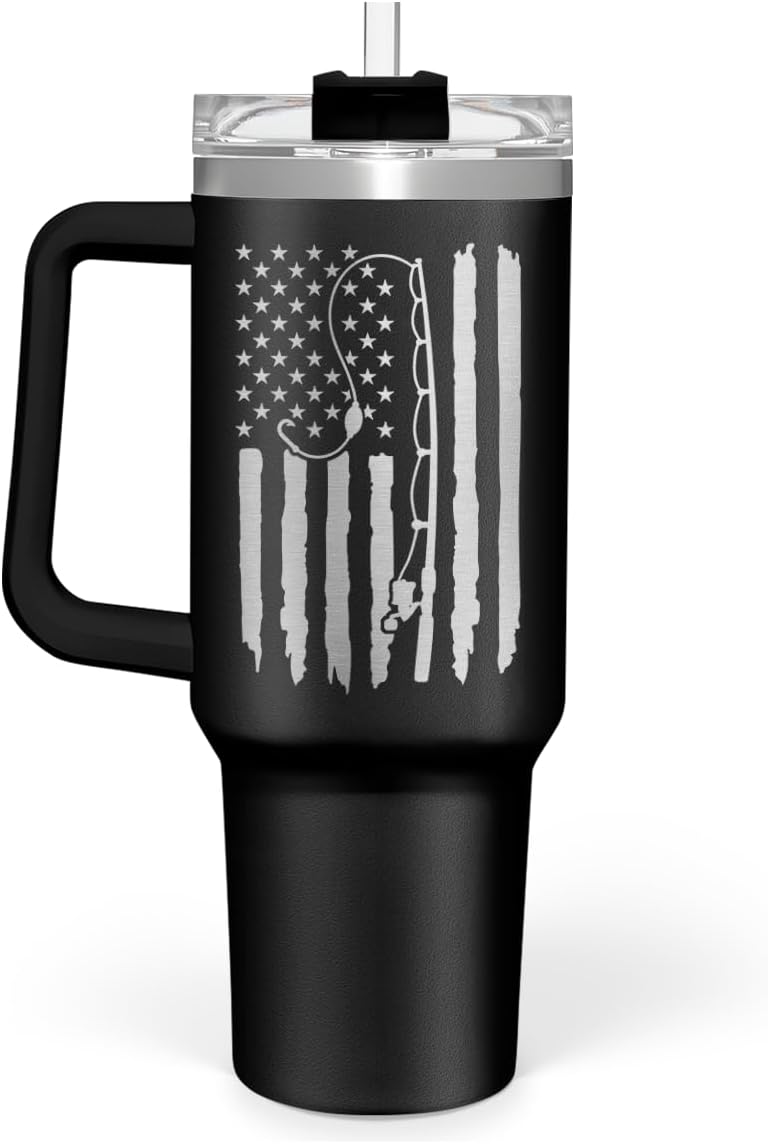 40oz Fishing Tumbler with Handle - Perfect Gift for Fishermen