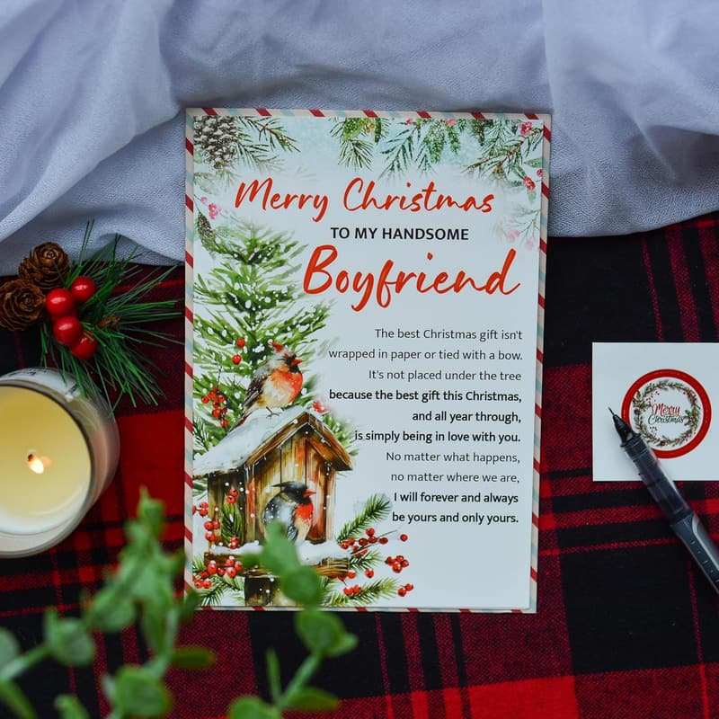 Merry Christmas Card for Boyfriend with Envelope and Seal