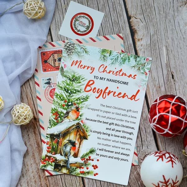 Merry Christmas Card for Boyfriend with Envelope and Seal