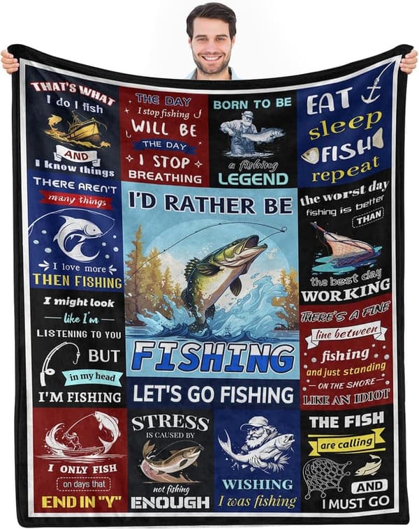 Fishing Enthusiast Blanket Gift for Men, 50