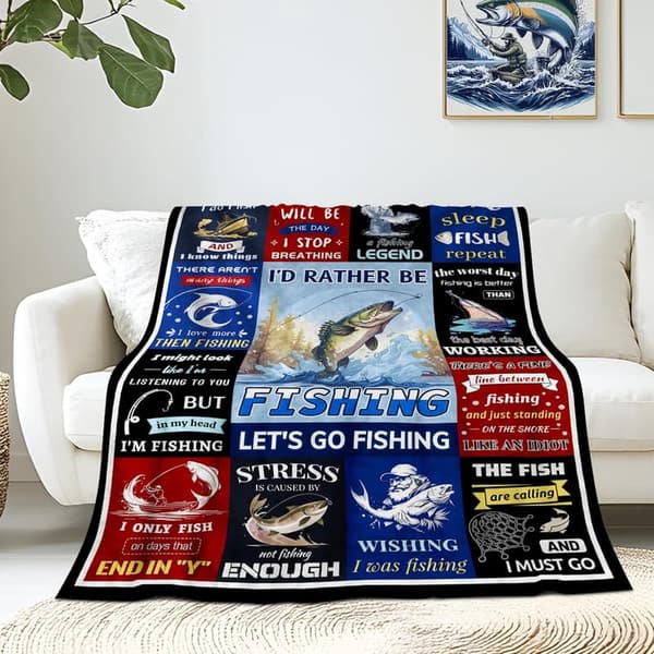 Fishing Enthusiast Blanket Gift for Men, 50