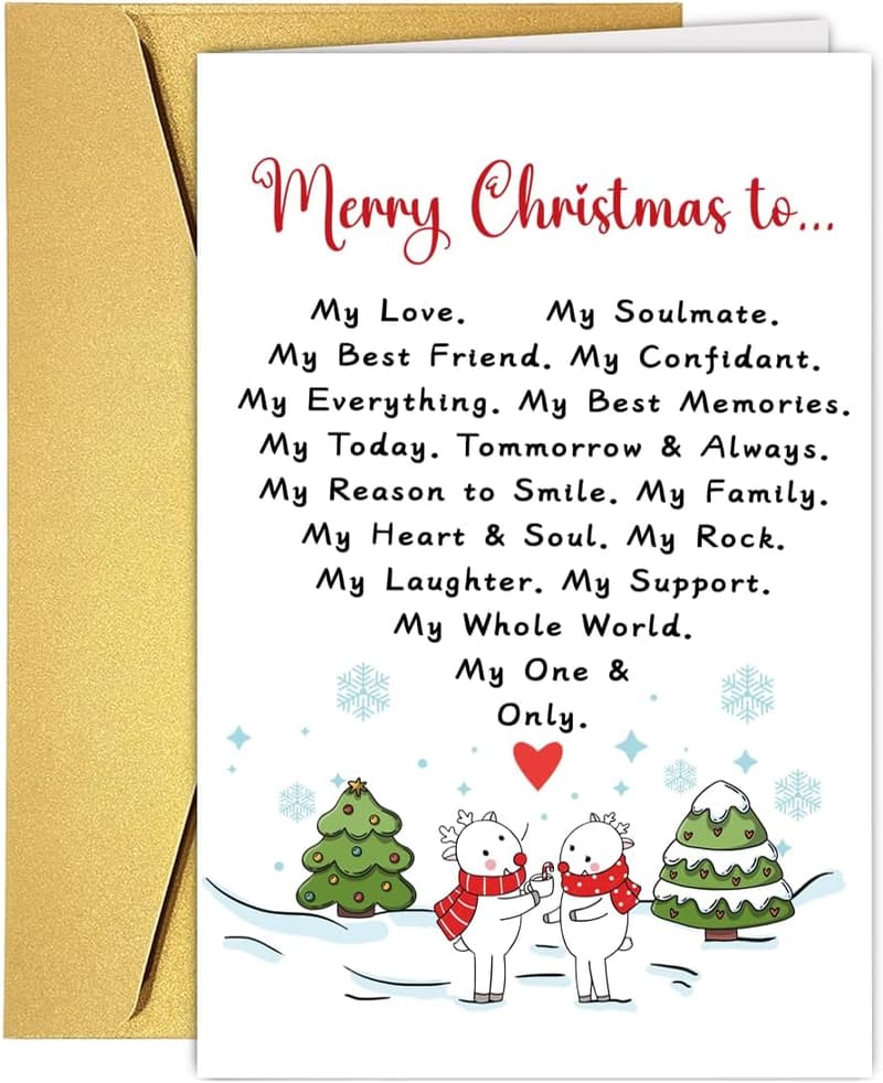 Christmas Card for Couples - Cute Design for Anniversary & Valentine