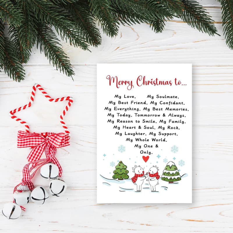Christmas Card for Couples - Cute Design for Anniversary & Valentine