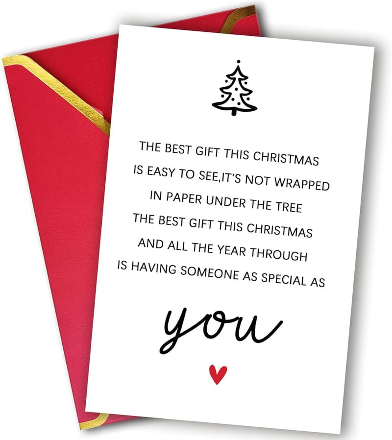 Romantic Christmas Card for Couples - Premium Quality, Blank Inside