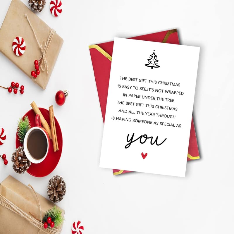 Romantic Christmas Card for Couples - Premium Quality, Blank Inside