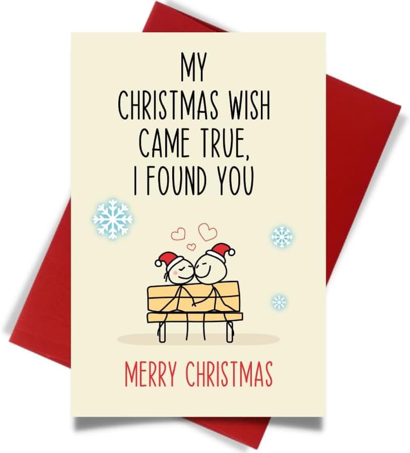 Funny Romantic Christmas Card for Couples with Envelope