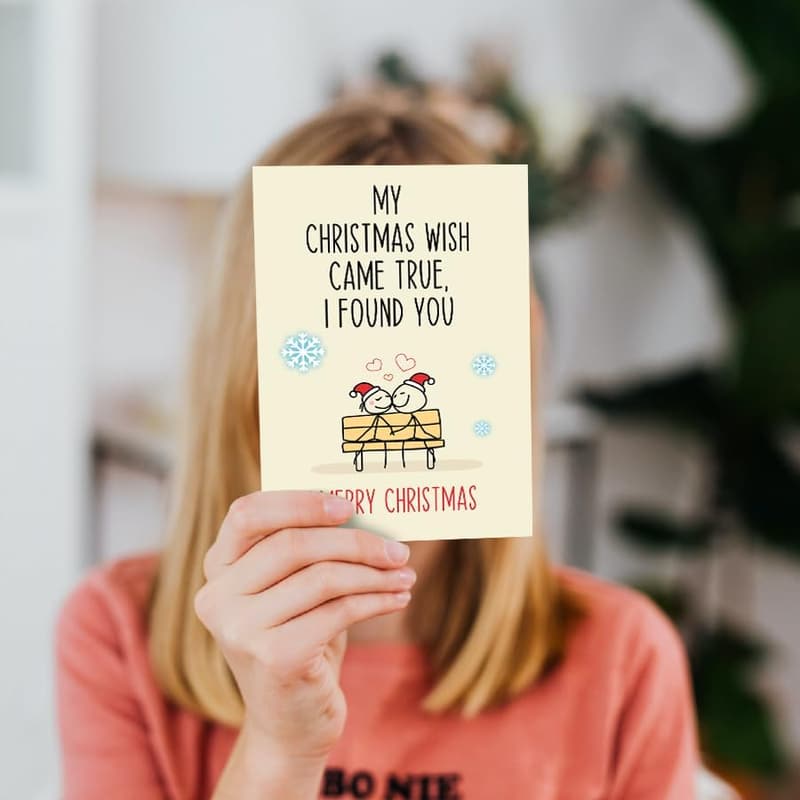 Funny Romantic Christmas Card for Couples with Envelope