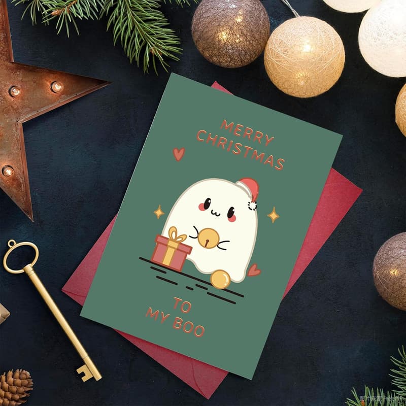 Spooky Ghost Christmas Card for Couples