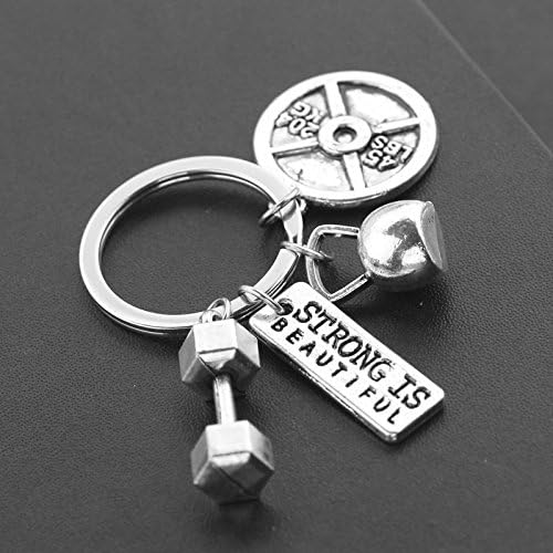Fitness Gym Keychain with Dumbbell & Kettlebell Charm for Him