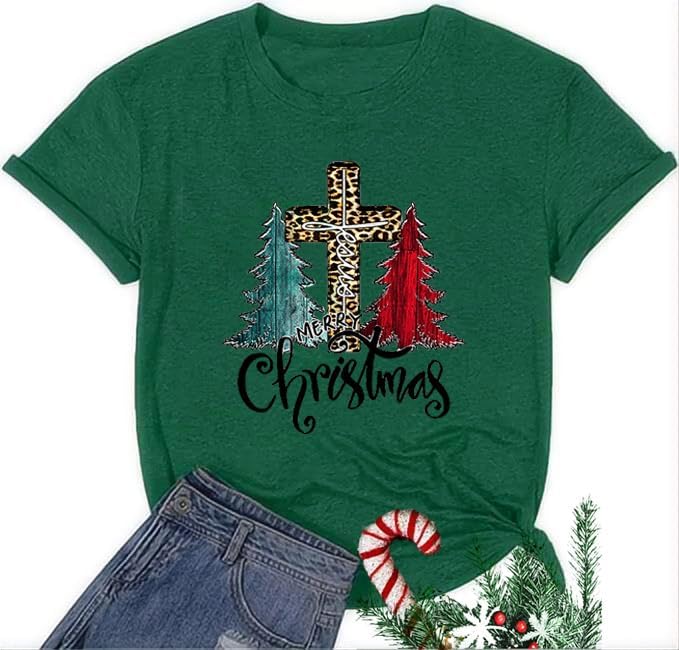 Winter Women's Christmas Short Sleeve Tee Top