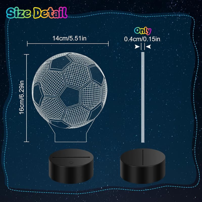 Soccer 3D Illusion Lamp - Cool Gift for Teens and Kids