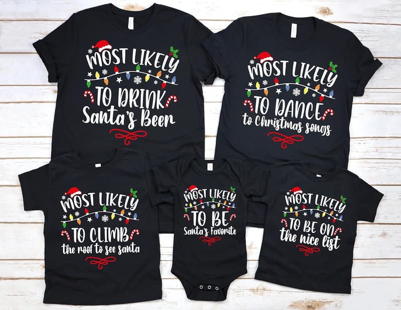 Family Matching Christmas Shirts with Custom Quotes