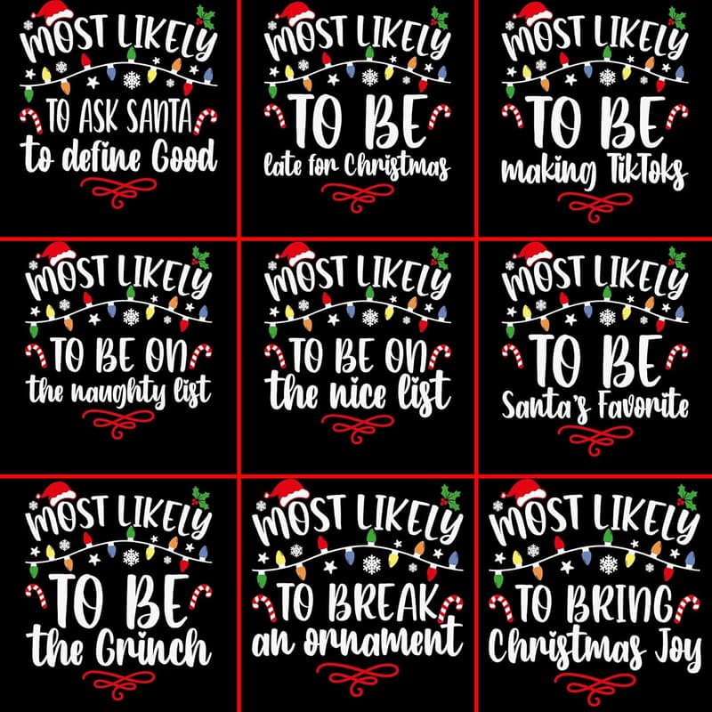 Family Matching Christmas Shirts with Custom Quotes