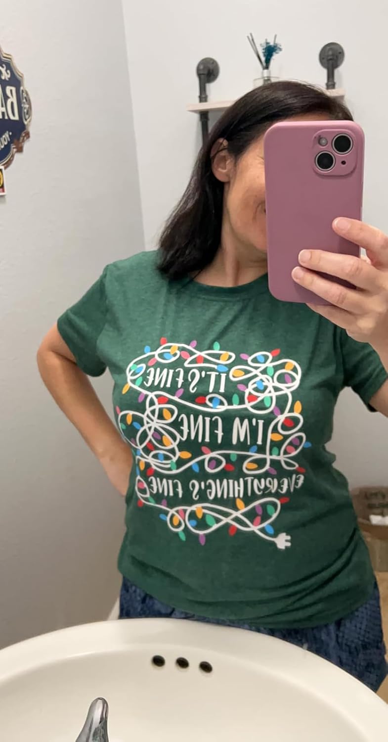 Christmas Women's Casual Tee with Christmas Lights