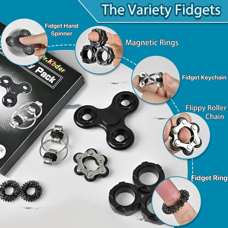 Fidget Toys Pack for Stress Relief - 6 Cool Mini Gadgets