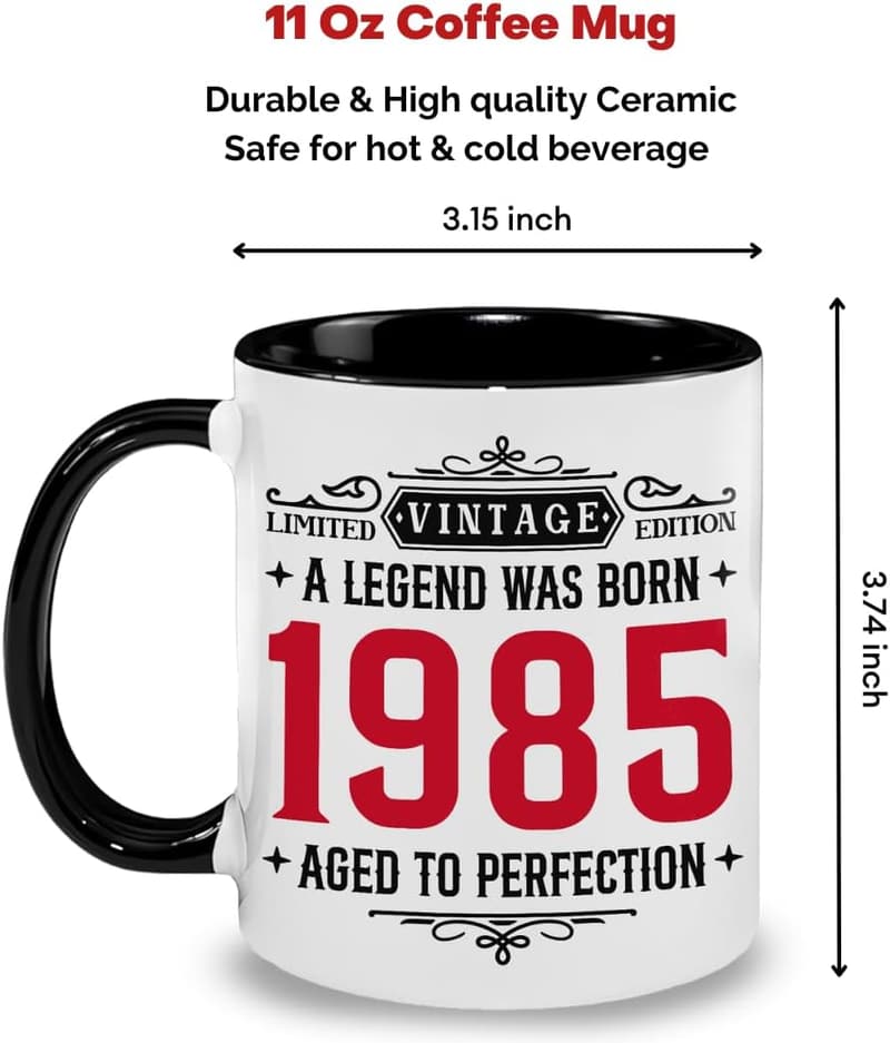 40th Birthday Vintage 1985 Mug for Men and Women