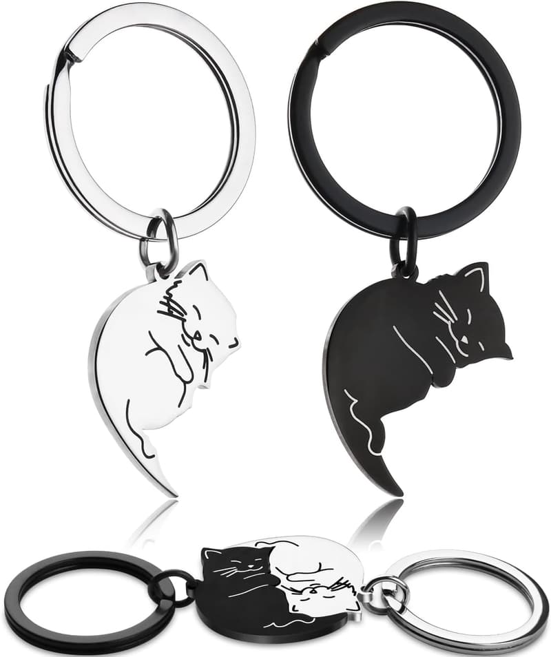 Valentine's Day Cat Keychain for Couples