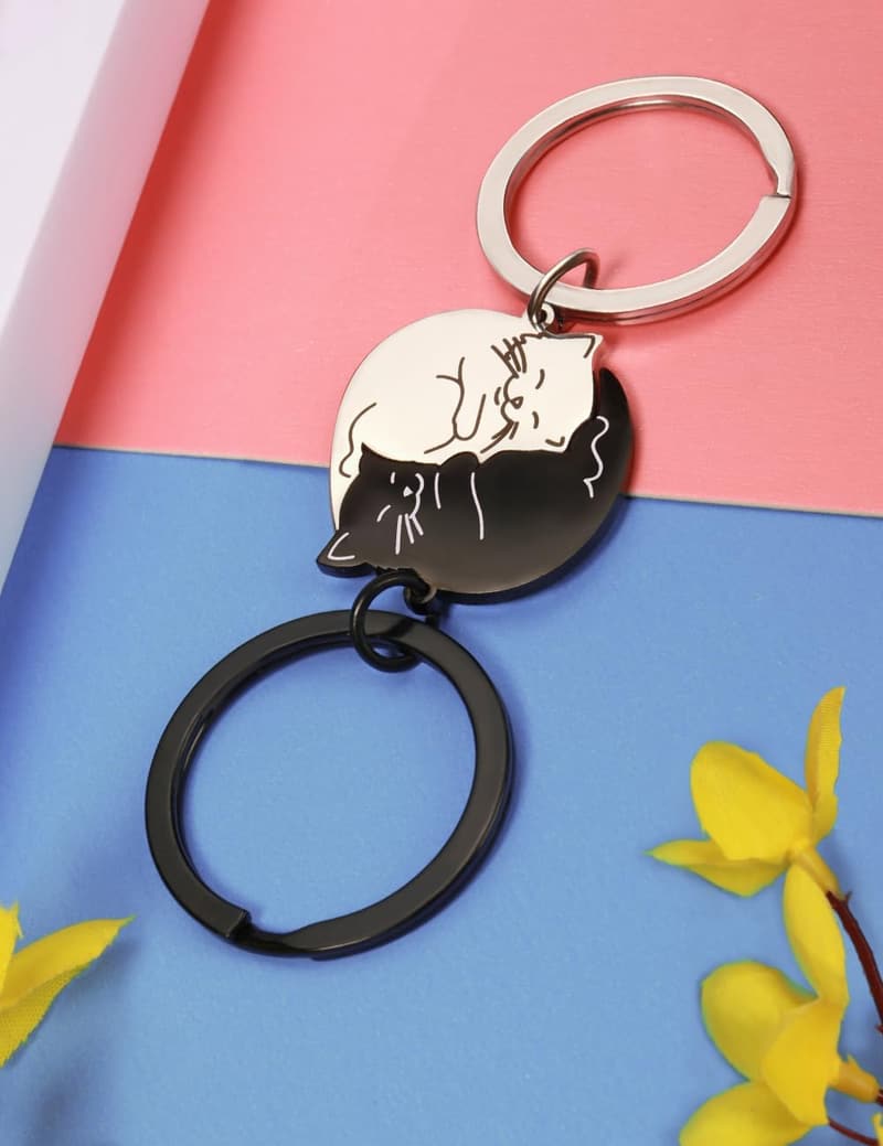 Valentine's Day Cat Keychain for Couples