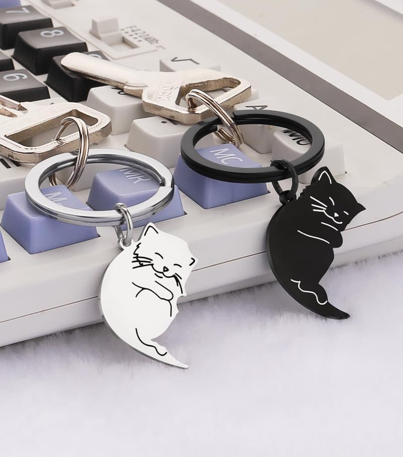 Valentine's Day Cat Keychain for Couples
