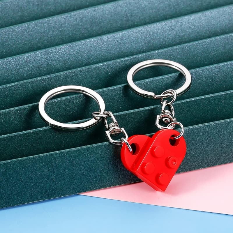 Valentine's Day Brick Heart Keychain Set for Couples
