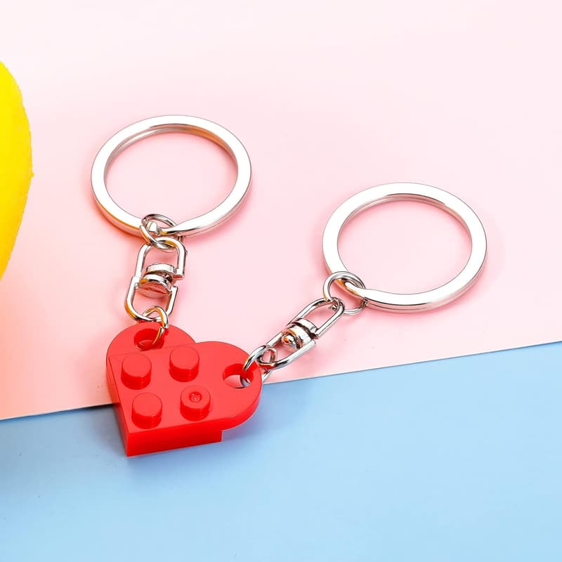Valentine's Day Brick Heart Keychain Set for Couples