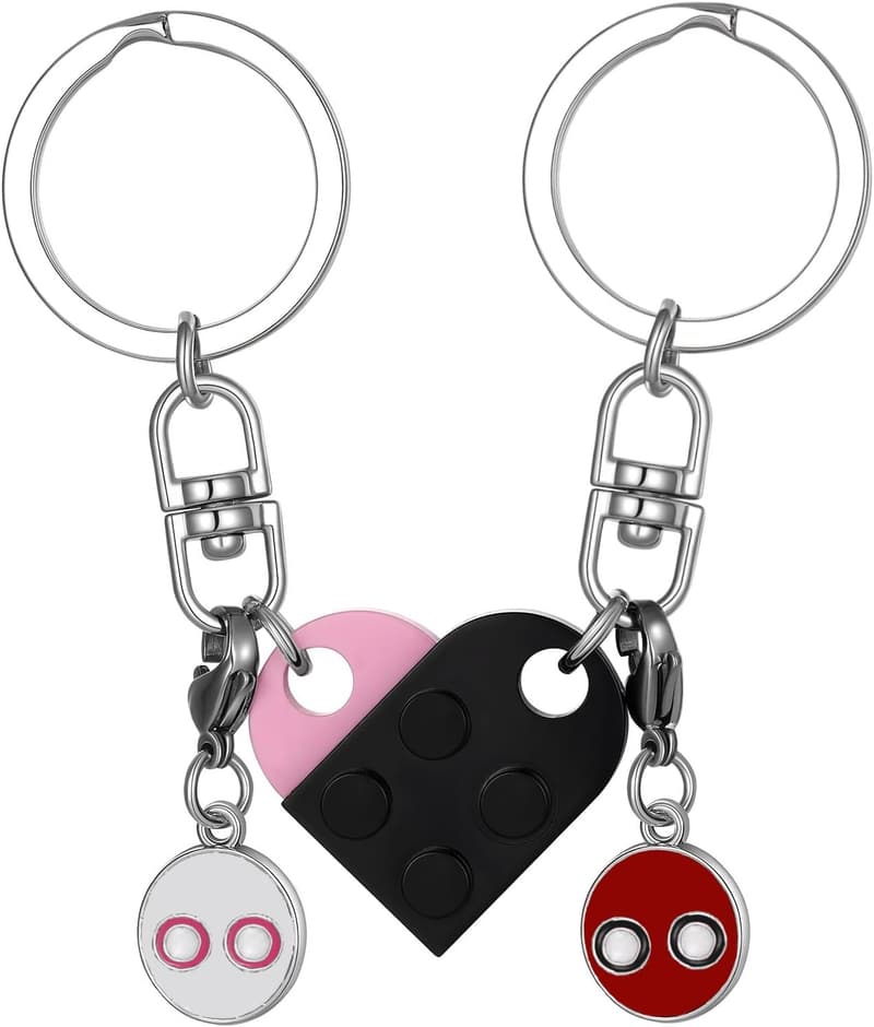 Valentine's Day Matching Heart Keychains Set for Couples