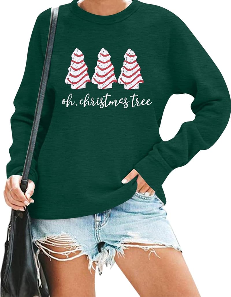 Christmas Women's Graphic Sweatshirt with Tree Design