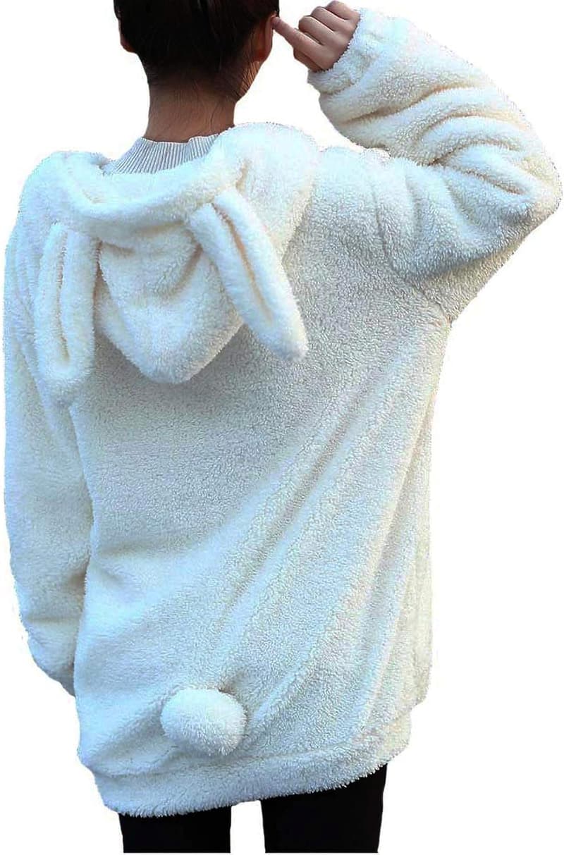 Women's Fluffy Bear Tail Hooded Sweatshirt