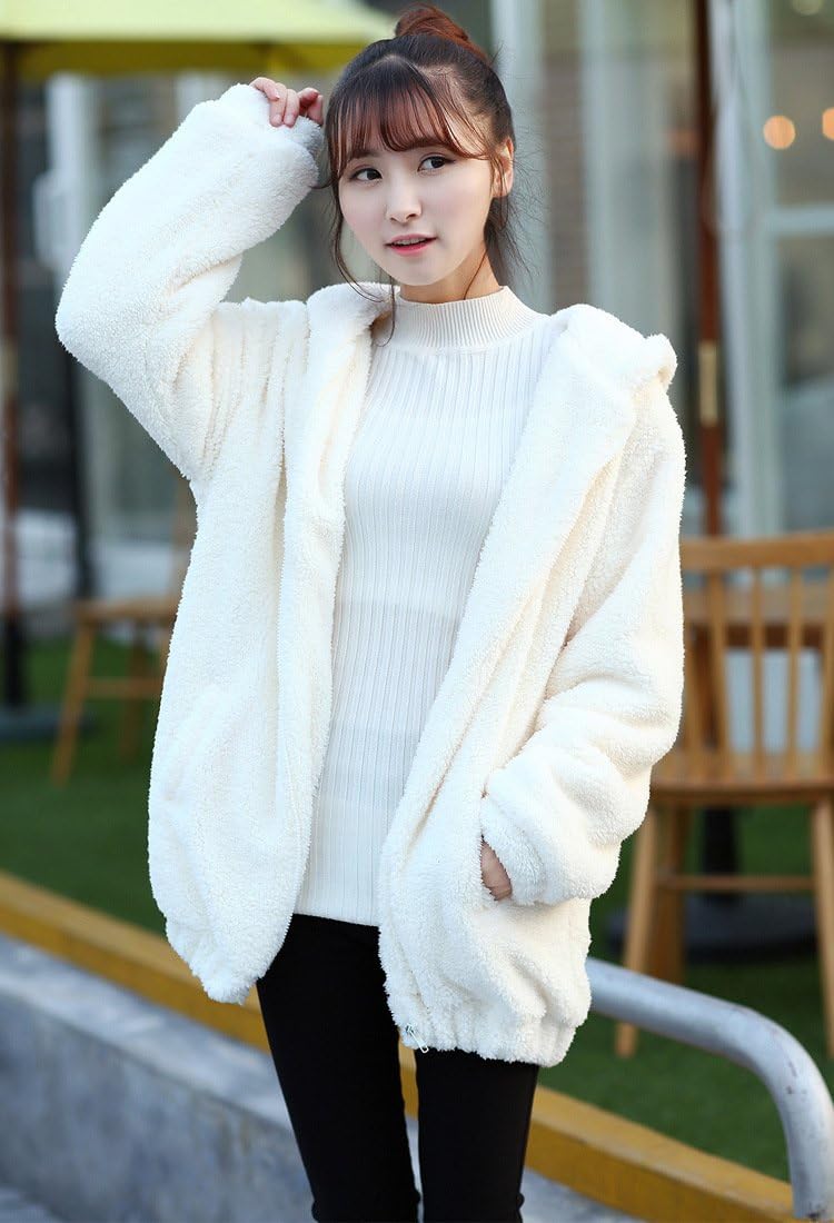 Women's Fluffy Bear Tail Hooded Sweatshirt