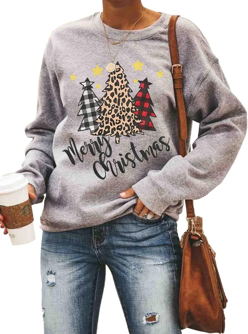 Christmas Women's Funny Graphic Sweatshirt with Tree Truck Design