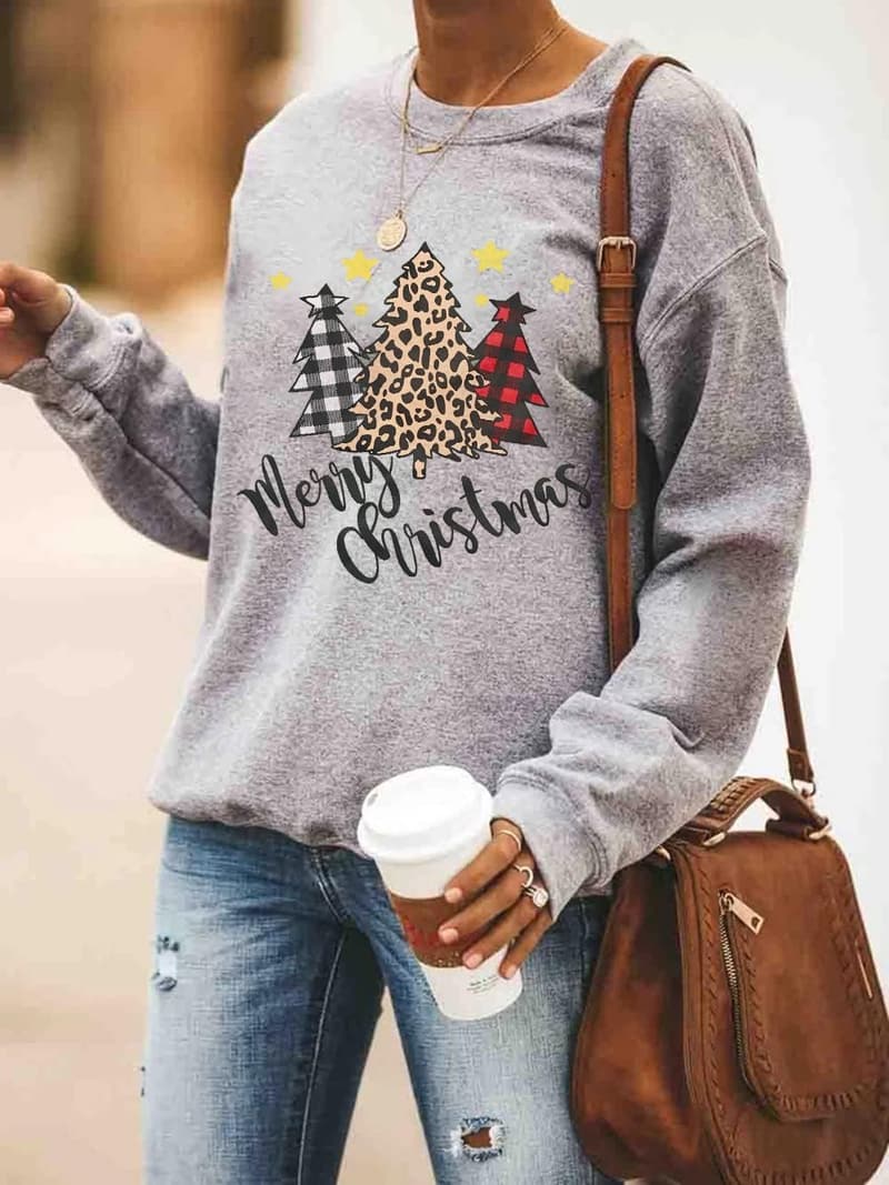 Christmas Women's Funny Graphic Sweatshirt with Tree Truck Design
