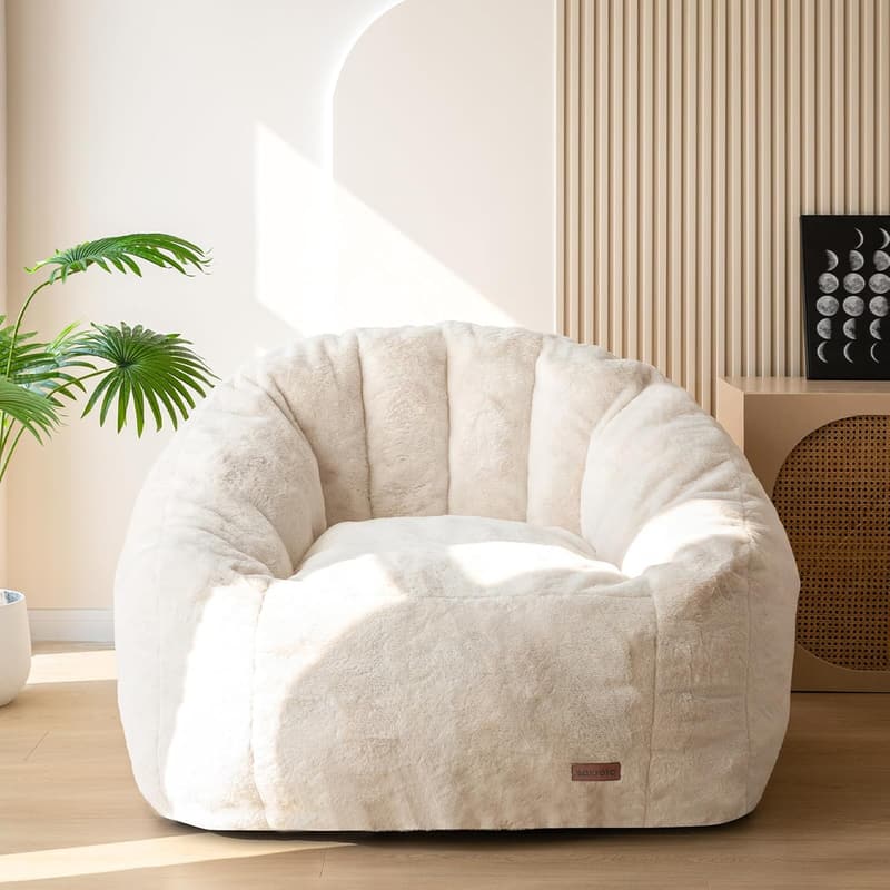 Oversized Faux Fur Bean Bag Chair for Adults and Kids