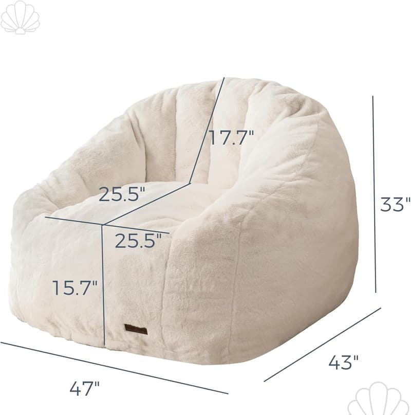 Oversized Faux Fur Bean Bag Chair for Adults and Kids