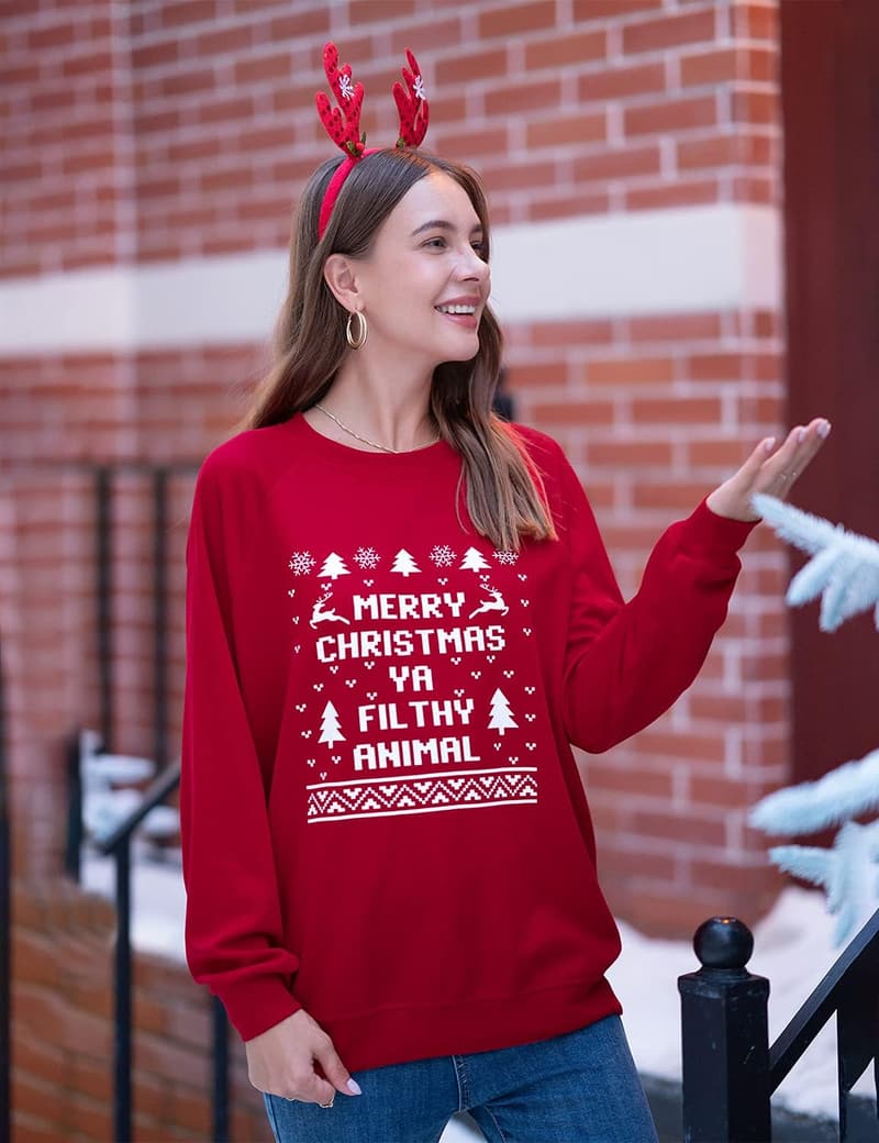Casual Letter Print Crewneck Sweatshirt for Women