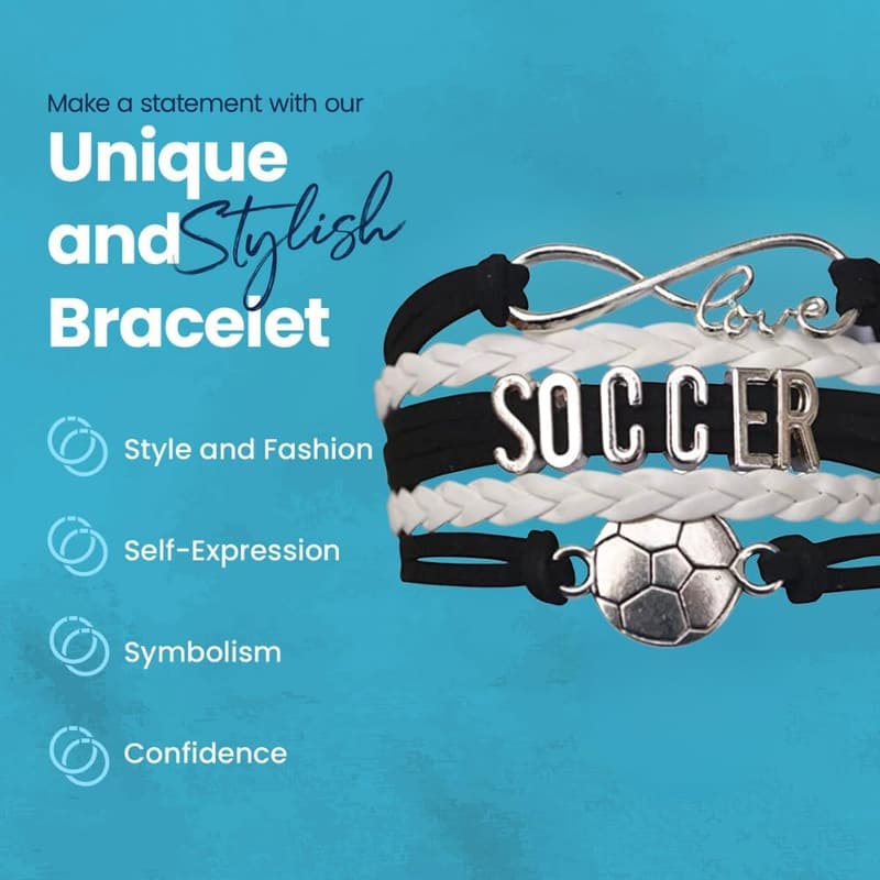 Soccer Charm Bracelet - Adjustable Gift for Players