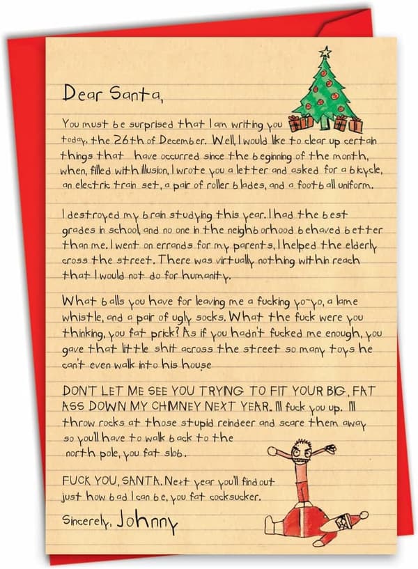 Funny Christmas Note Card with Envelope - Dear Santa Design