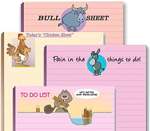 Funny Notepad Set - Assorted 4-Pack, 50 Sheets Each