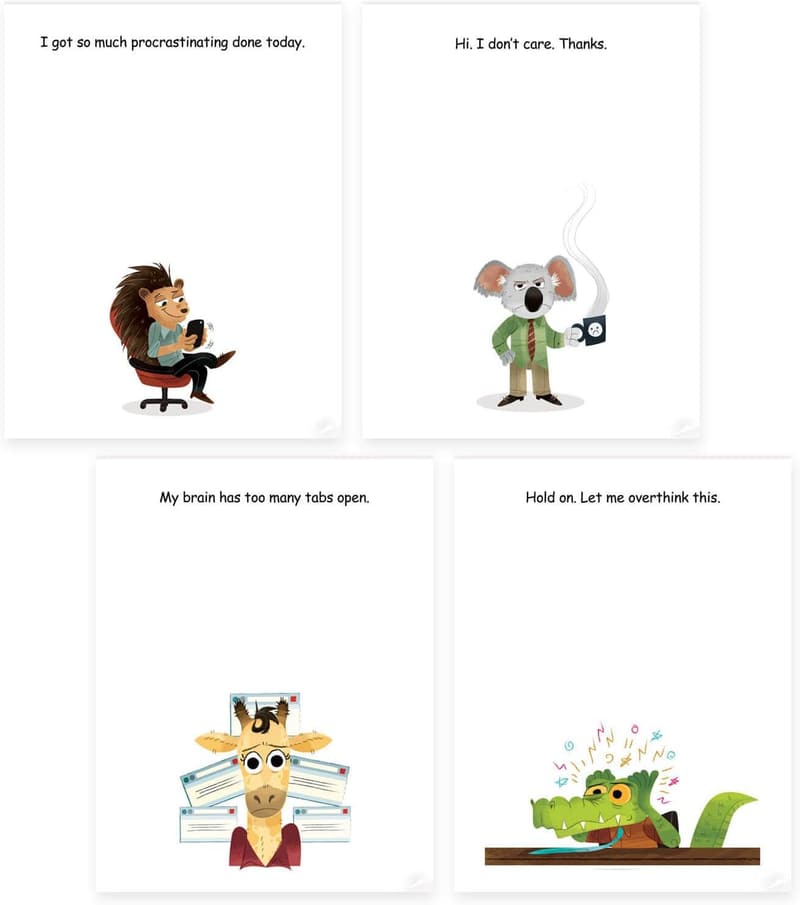 Funny Office Sticky Note Pad Set - 4 Gag Gift Designs
