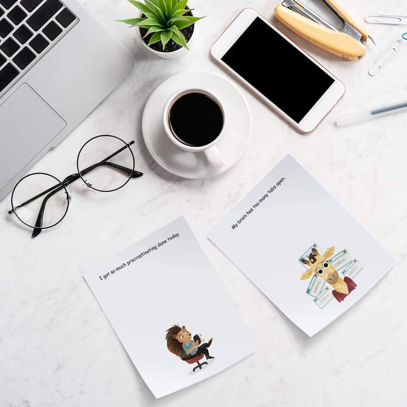 Funny Office Sticky Note Pad Set - 4 Gag Gift Designs