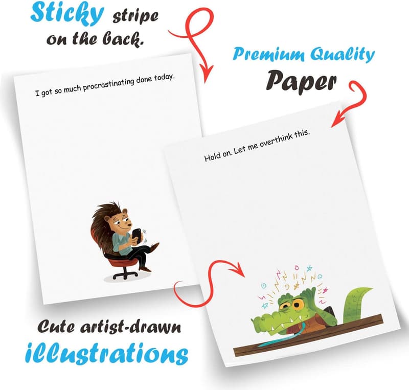 Funny Office Sticky Note Pad Set - 4 Gag Gift Designs