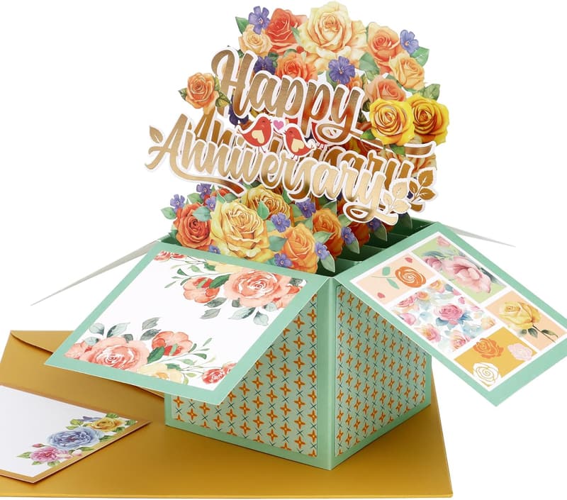 Happy Anniversary 3D Flower Card Gift for Couples
