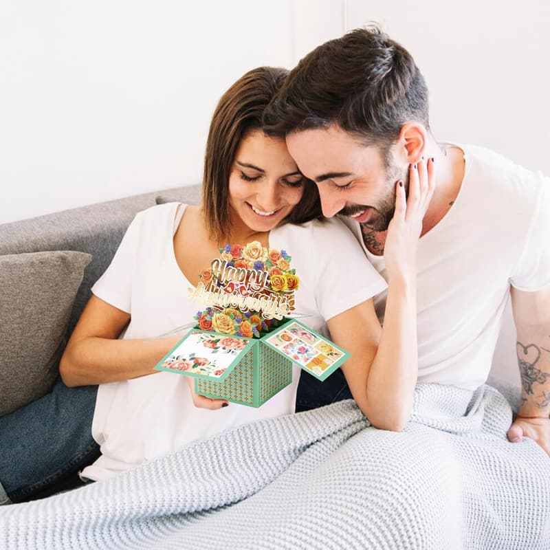 Happy Anniversary 3D Flower Card Gift for Couples
